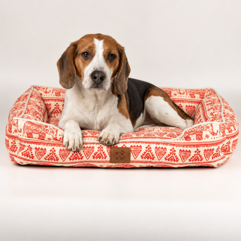 Cama para patitas - Elefante afortunado - Rojo 60x50x14 cm