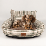 Cama para patitas - Sofá pequeño - Rayas marrones - 50x50x26cm