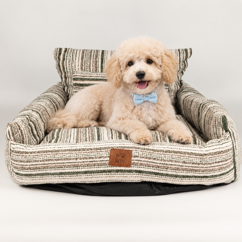 Cama para Patas - Sofá Mediano - Rayas Marrones - 60x60x28cm