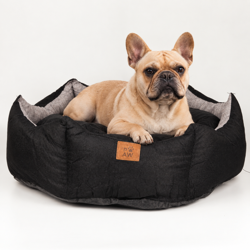 Cama de pata - Grande Corona Real - Negro y Gris - 50x50x26cm