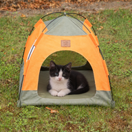 Cama para patitas - Tienda verde y naranja - 48 x 48 x 40 cm