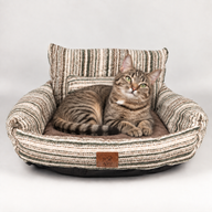 Cama para patitas - Sofá pequeño - Rayas marrones - 50x50x26cm