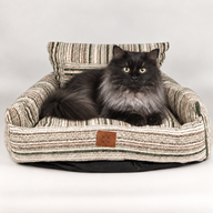 Cama para Patas - Sofá Mediano - Rayas Marrones - 60x60x28cm