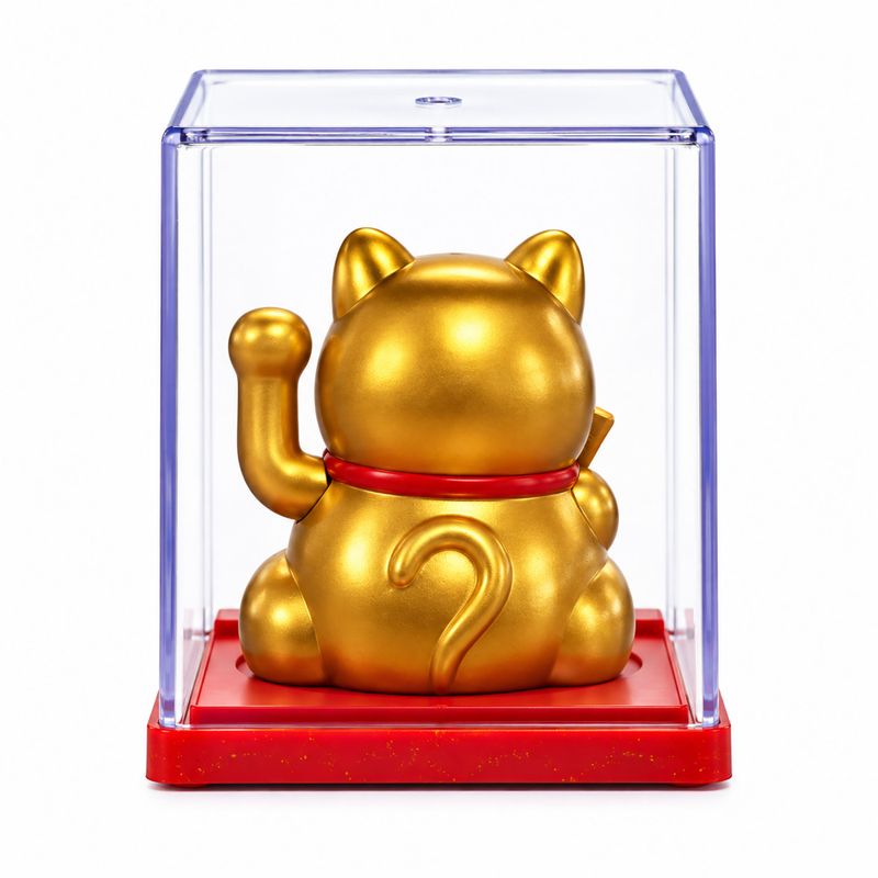 Mini Gato de Dinero con Energía Solar en Caja - Dorado