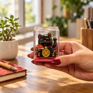 Mini Gato Ahorrador con Energía Solar en Caja - Negro