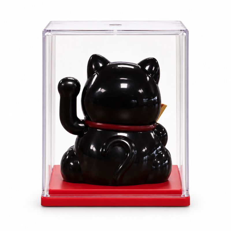 Mini Gato Ahorrador con Energía Solar en Caja - Negro