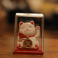 Mini Gato Ahorrador con Energía Solar en Caja - Blanco