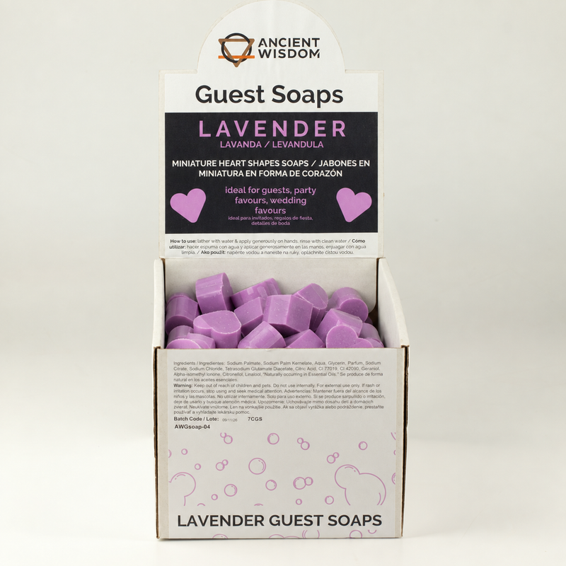 Jabones para invitados con forma de corazón - Lavanda