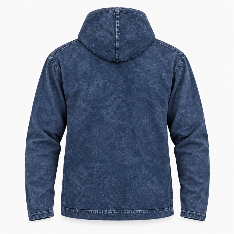 Camisa con capucha pequeña de algodón lavado a la piedra con bolsillo canguro - Lavanda polvoriento