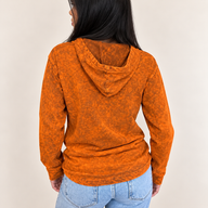 Sudadera grande con capucha y bolsillo canguro, efecto lavado a la piedra - Naranja quemado