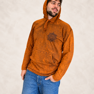 Camisa con capucha extragrande lavada a la piedra con bolsillo canguro - Naranja quemado