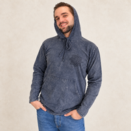 Camisa con capucha grande de algodón lavado a la piedra con bolsillo canguro - Lavanda polvoriento