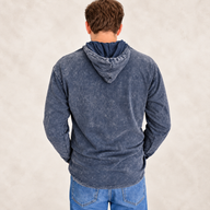 Camisa con capucha extragrande lavada a la piedra con bolsillo canguro - Lavanda polvorienta