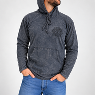 Camisa con capucha extragrande lavada a la piedra con bolsillo canguro - Lavanda polvorienta
