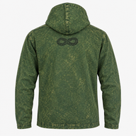 Camisa con capucha de algodón lavado a la piedra, bolsillo canguro - Verde azulado vintage