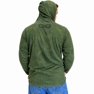 Camisa con capucha de algodón lavado a la piedra, bolsillo canguro - Verde azulado vintage