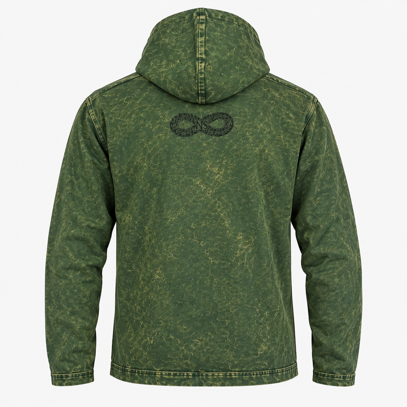 Sudadera grande con capucha y bolsillo canguro, efecto lavado a la piedra - Verde azulado vintage