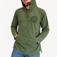 Sudadera grande con capucha y bolsillo canguro, efecto lavado a la piedra - Verde azulado vintage