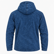 Camisa con capucha de algodón lavado a la piedra, bolsillo canguro, talla M - Brújula de la vida azul