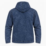 Sudadera grande con capucha y bolsillo canguro, efecto lavado a la piedra - Brújula de la Vida azul