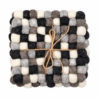 Posavasos cuadrados de bolas de fieltro - 10 cm color gris múltiple (juego de 4)