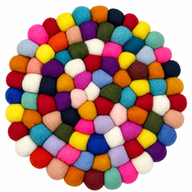 Mantel individual redondo de bolas de fieltro - 20 cm multicolor