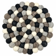 Mantel individual redondo de bolas de fieltro - 20 cm color gris multicolor