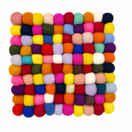 Mantel individual cuadrado de bolas de fieltro - 20 cm multicolor