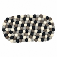 Alfombra central ovalada de bolas de fieltro - 38x18cm Color gris múltiple
