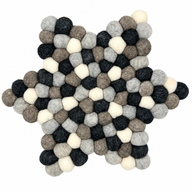 Alfombra central de estrella de bolas de fieltro - 38x18cm Color gris múltiple