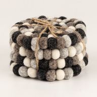Posavasos redondos de bolas de fieltro - 10 cm color gris variado (juego de 4)