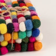 Posavasos cuadrados de bolas de fieltro - 10 cm color gris múltiple (juego de 4)