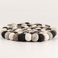 Mantel individual redondo de bolas de fieltro - 20 cm color gris multicolor