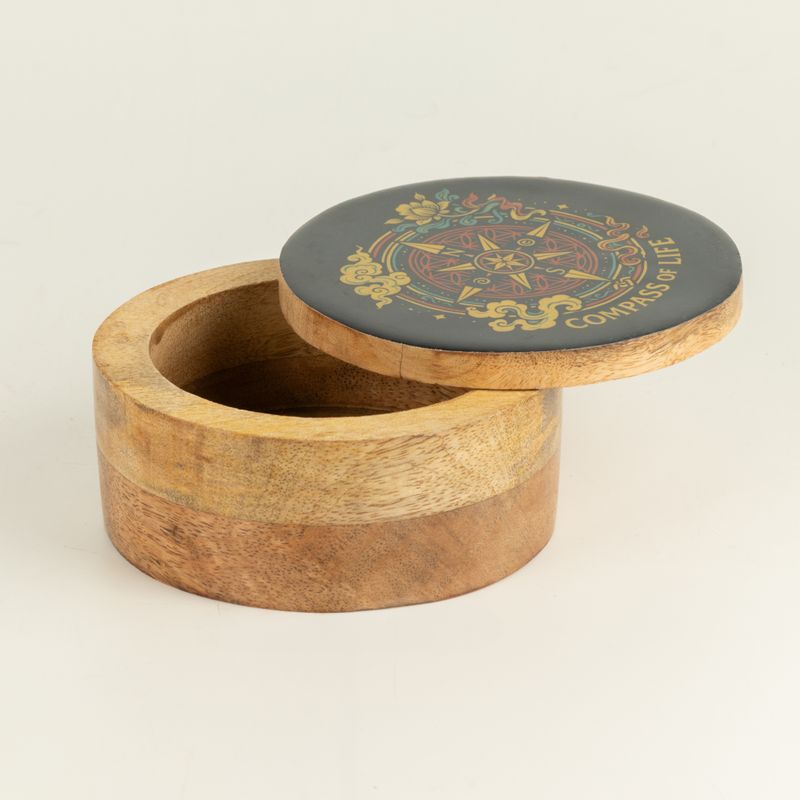 Caja redonda esmaltada - Brújula de la vida