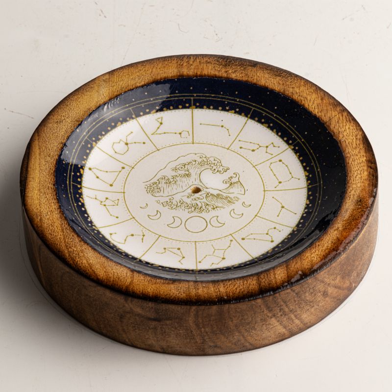Mini cuenco y soporte para varitas de incienso Signo del Zodiaco – Acuario