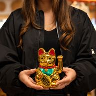 Gato de la suerte dorado - 15 cm
