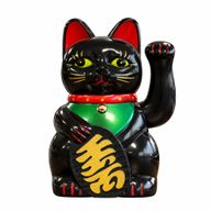 Gato de la suerte negro - 15 cm