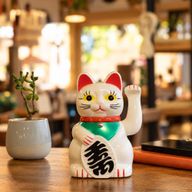 Gato de la suerte blanco - 15 cm