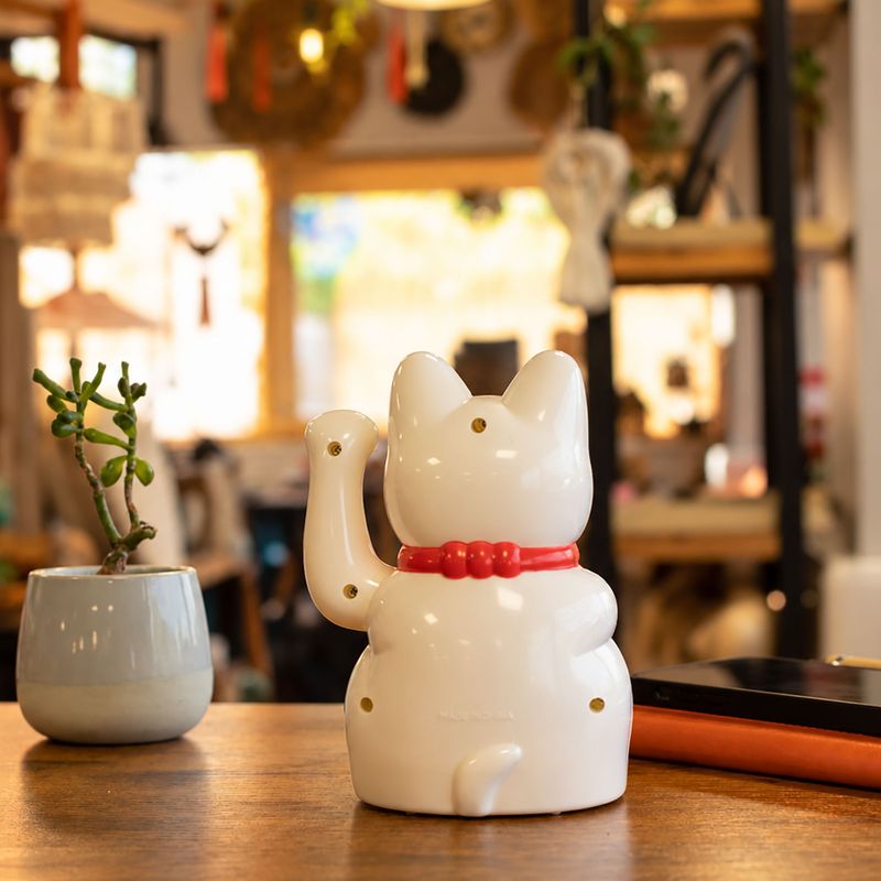 Gato de la suerte blanco - 15 cm