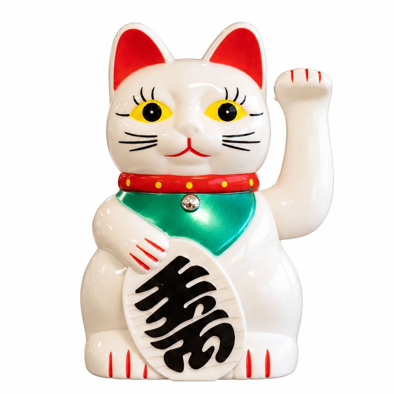 Gato de la suerte blanco - 15 cm