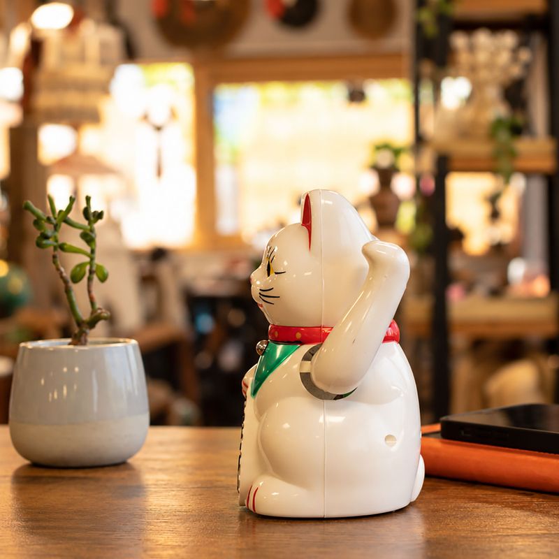 Gato de la suerte blanco - 15 cm