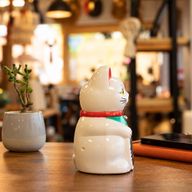 Gato de la suerte blanco - 15 cm