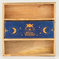 Bandeja de tarot con fases lunares en azul y soporte para cartas