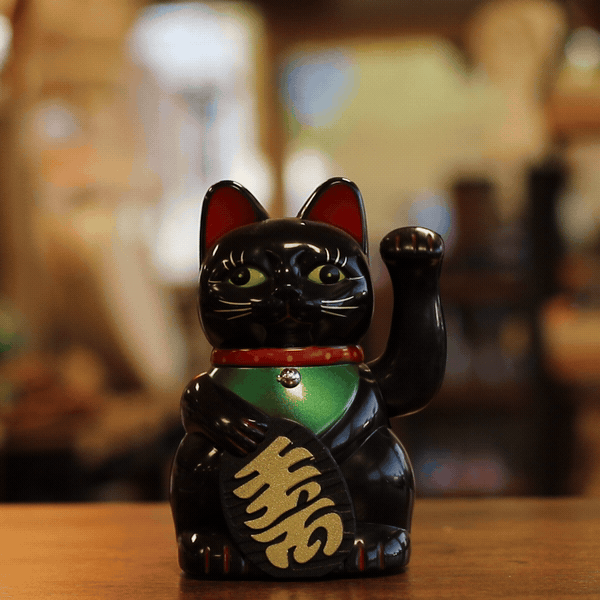 Gato de la suerte negro - 15 cm