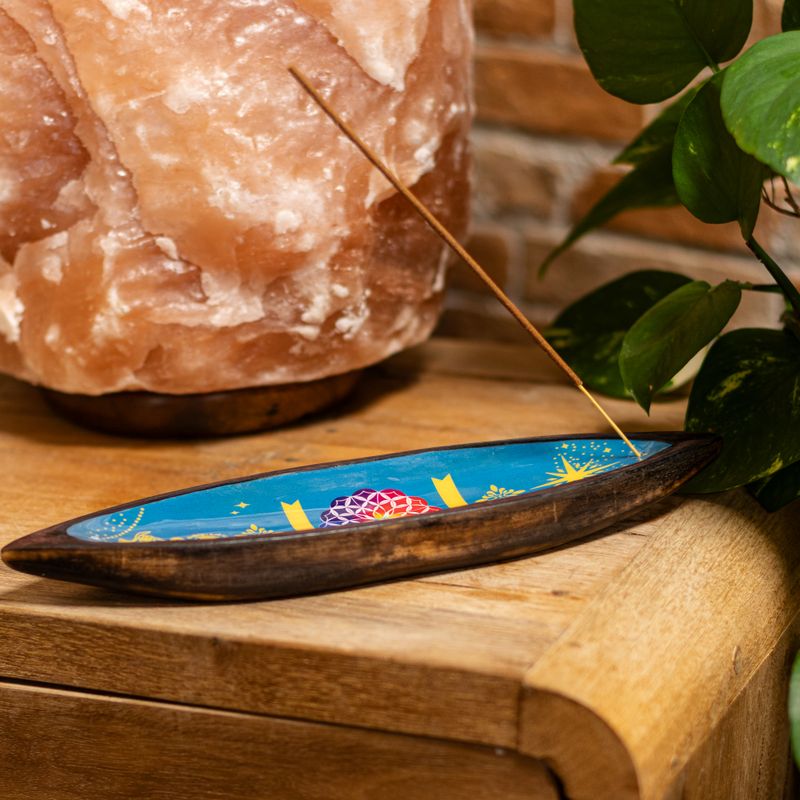 Cuenco para incienso de esmalte - Madera de mango - Mandala