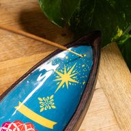 Cuenco para incienso de esmalte - Madera de mango - Mandala