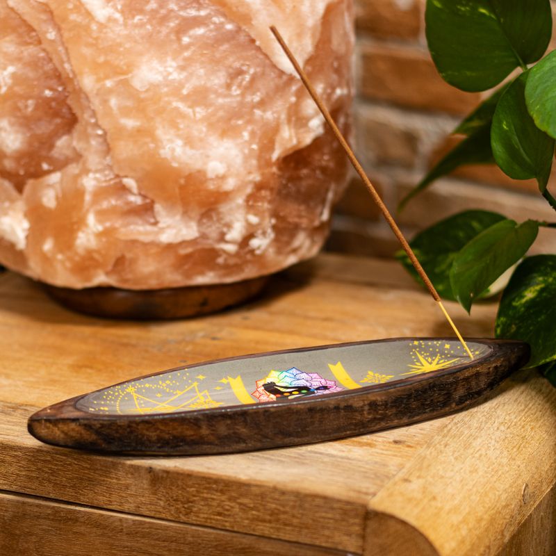 Cuenco para incienso de esmalte - Madera de mango - Chakra