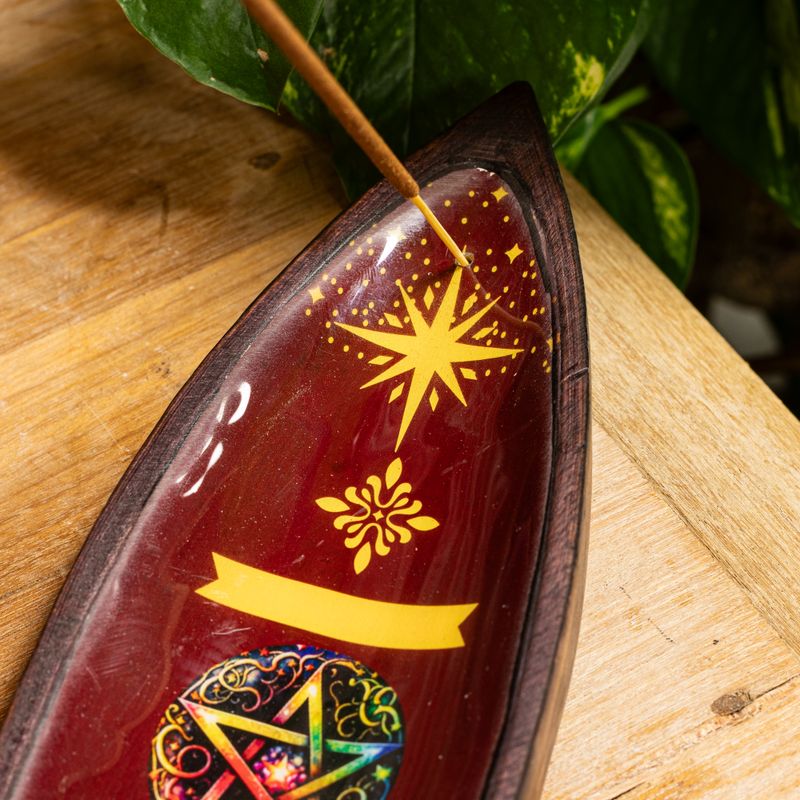 Cuenco para incienso de esmalte - Madera de mango - Pentágono