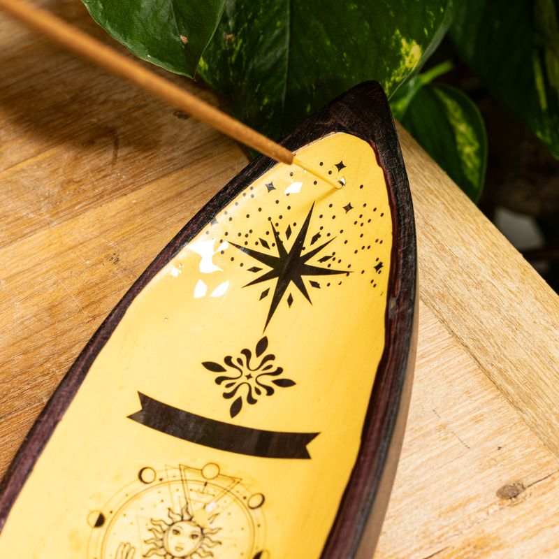 Cuenco para incienso de esmalte - Madera de mango - Mano y Sol (natural)