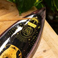 Quemador de incienso de esmalte - Madera de mango - Hamsa